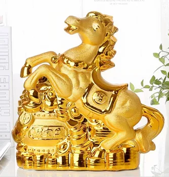 

Golden horse Piggy Bank Ceramic Coin Bank Money Box Saving Money saving container Home Decor Favor Gift Shop business Ornaments