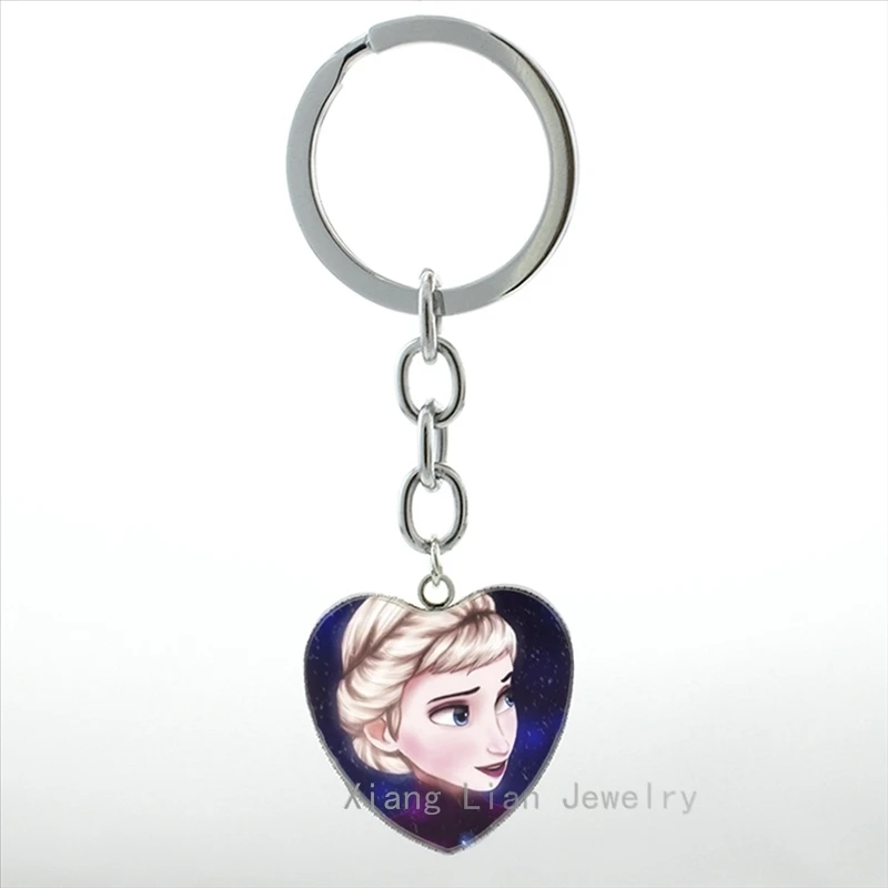 

Elsa the snow queen keychain cartoon princess Anna and Elsa sisters forever heart pendant key chain ring women kid jewelry HP395