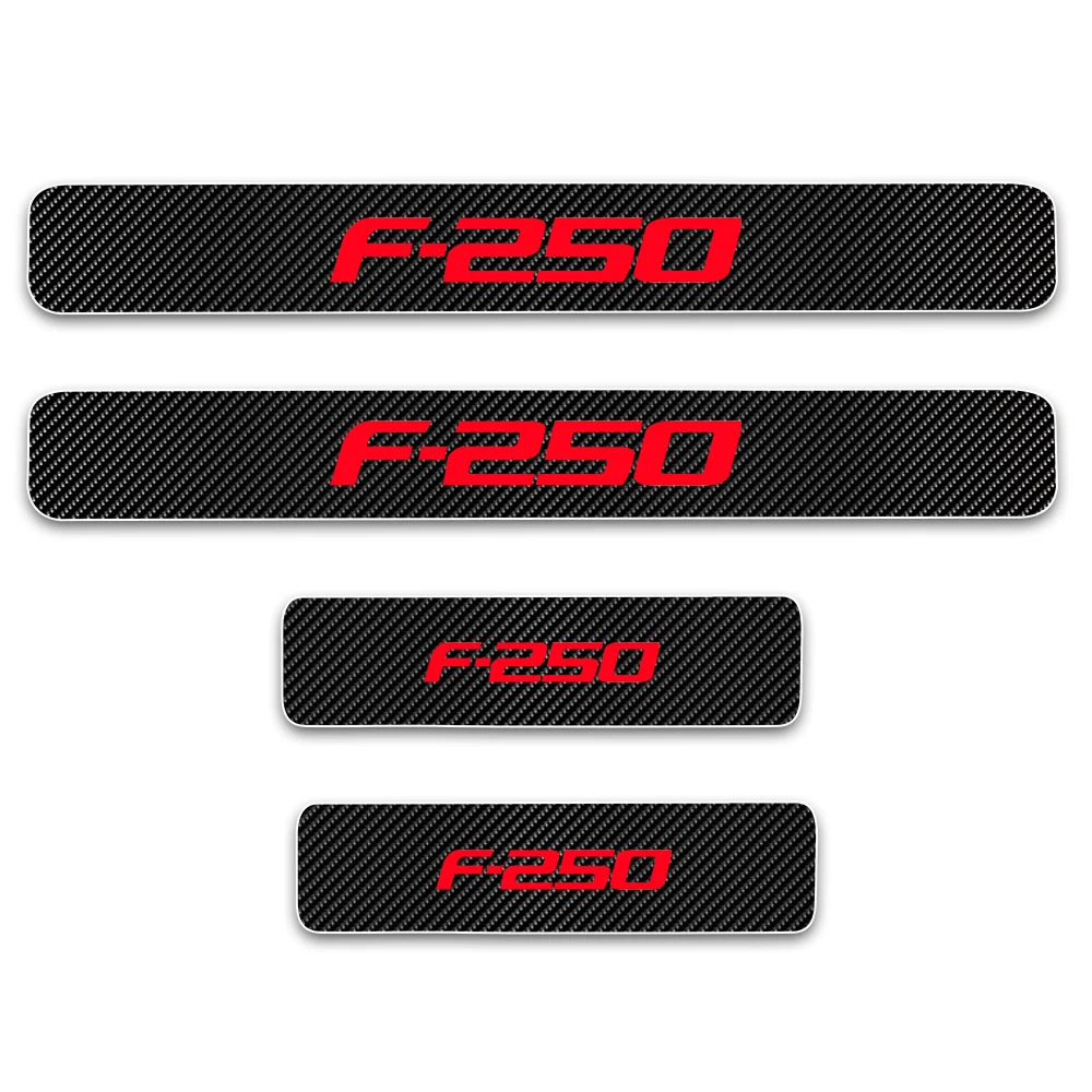 

4Pcs Car Accessories Door Sill Protector For Ford F-250 F250 4D Carbon Fiber Vinyl Sticker Car Door Sill Welcome Pedal Stickers