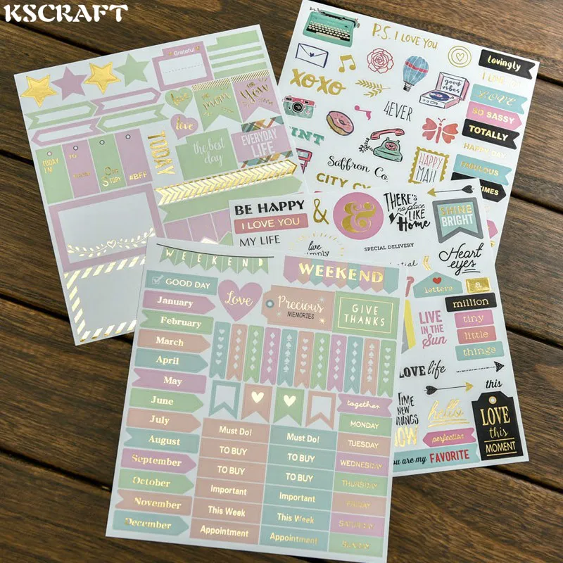 KSCRAFT 4pc Be Happy Self- adhesive Sticker for Scrapbooking/ DIY Crafts/ Card Making Decoration | Дом и сад