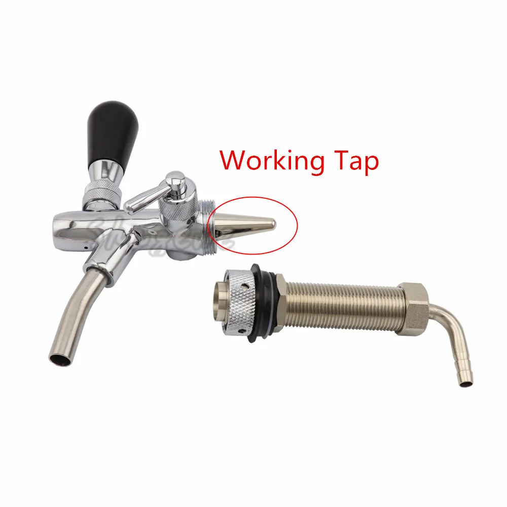 Adjustable Beer Tap Faucet G58 Long Shank With 8mm Barb Elbow Draft Beer Dispenser Home brewing Nipple Shank Assembly (34)