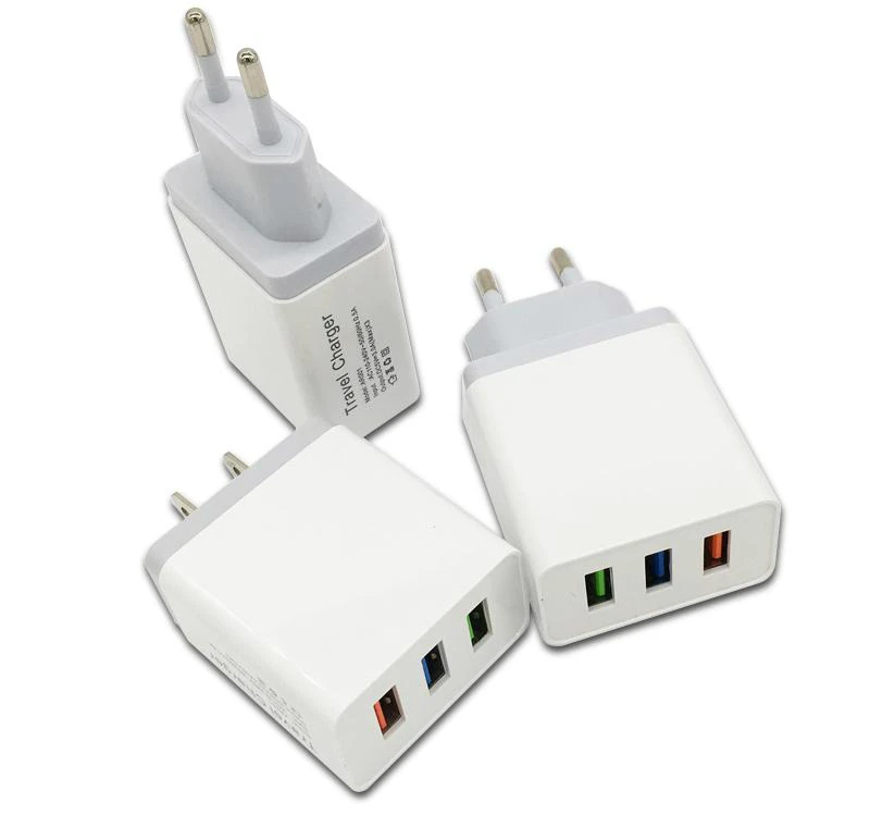 

EU US Wall Charger 5V 2.4A Adapter Quick Charger Home Travel Power Adapter 3 USB Ports For iPhone X 8 Samsung Note 9 By DHL