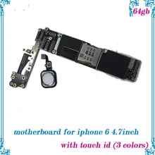 Высокое качество Тесты полной функции для iphone 6 материнской разблокирована 4,7 дюйма 64 ГБ с touch id плата с чипом материнскую плату
