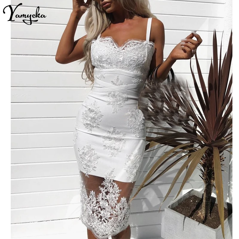 

Sexy black White Mesh embroidery summer dress women befree Lace bodycon elegant dresses luxury Nightclub Party Dress vestido New
