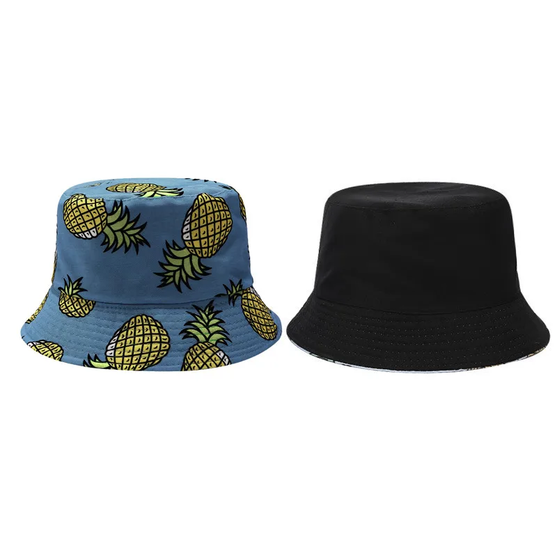 Panama Double-sided Wearing Bucket Hat Men Women Summer Bucket Cap Pineapple Hat Bob Hat Hip Hop Gorros Fishing Fisherman Hat