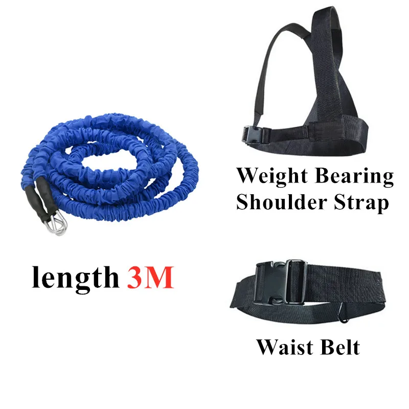 3m-Blue 2-5 м сопротивление банджи-Фитнес Тренажер скорости для ловкости бега тренировка Спринт тренировки латексный тренажерный зал веревка оборудование для упражнений - Цвет: 3m-Blue