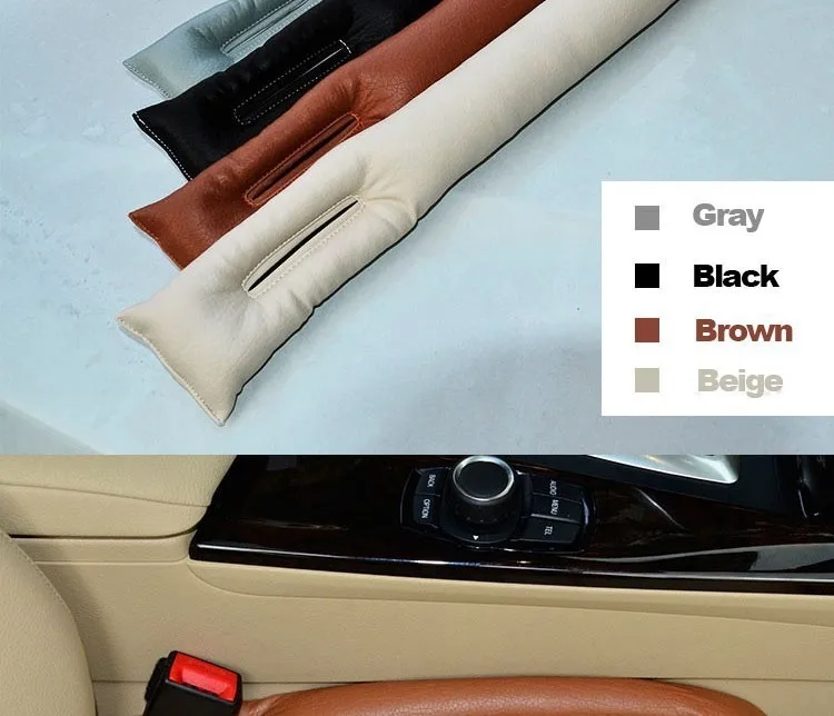 Free Shipping Grey Black Beige Brown Car Seat Cushion Crevice Gap Stopper PU Leather Leakproof Protector car seat cover pad -