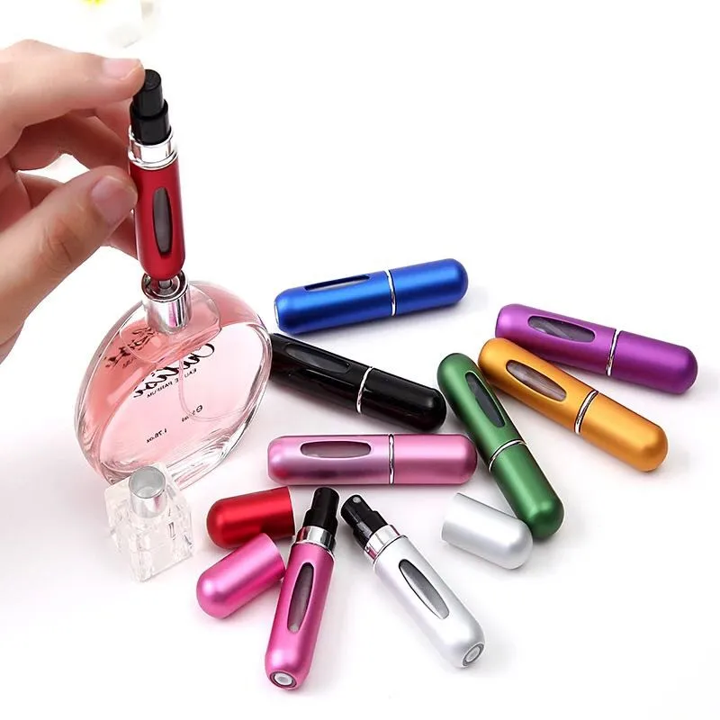 

5ml Portable Mini Aluminum Refillable Perfume Bottle With Spray Empty Cosmetic Containers With Atomizer For Traveler New