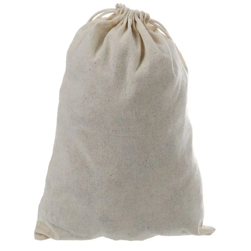 New-Natural Cotton Drawstring Storage Laundry Tidy Favor Sack Plain Travel Stuff Bag 40*50cm