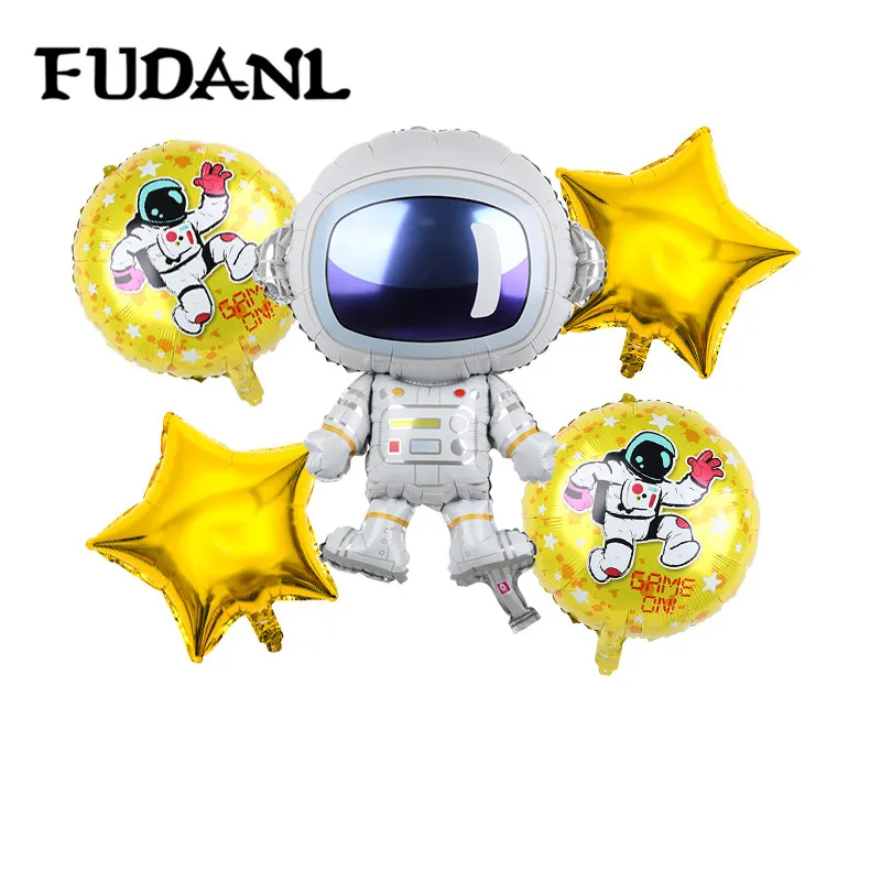 5 шт. Гигантские Воздушные шары из фольги астронавта, космические шары для маленьких мальчиков, украшения для дня рождения, детский надувной шар, игрушечные ракеты супергероя