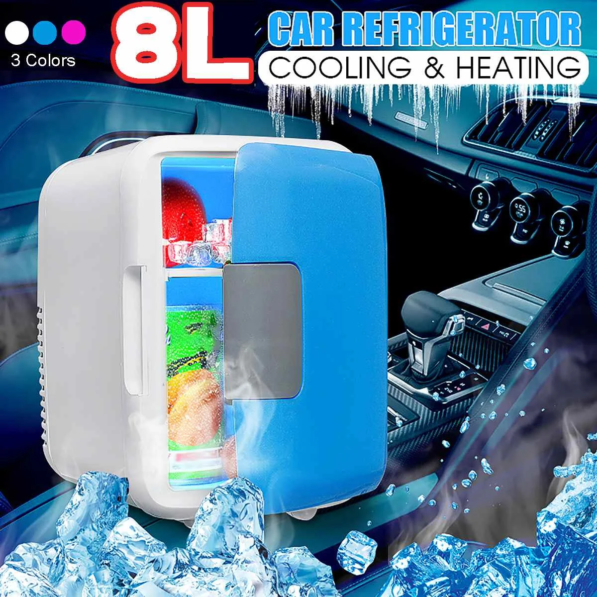 

Portable 8L Car Refrigerators Cooling Heating Machine Box Fridge 12V ABS Plastic Mini Freezer 26x17x28cm Energy Saving Removable