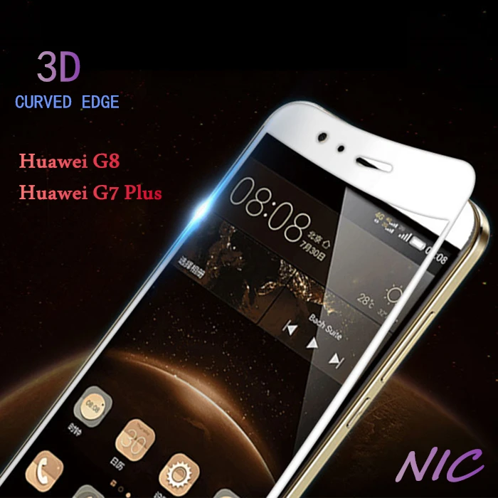 Full Cover Tempered Glass For Huawei G8 G7 Plus 3D Curved Edge Screen Protector For Huawei