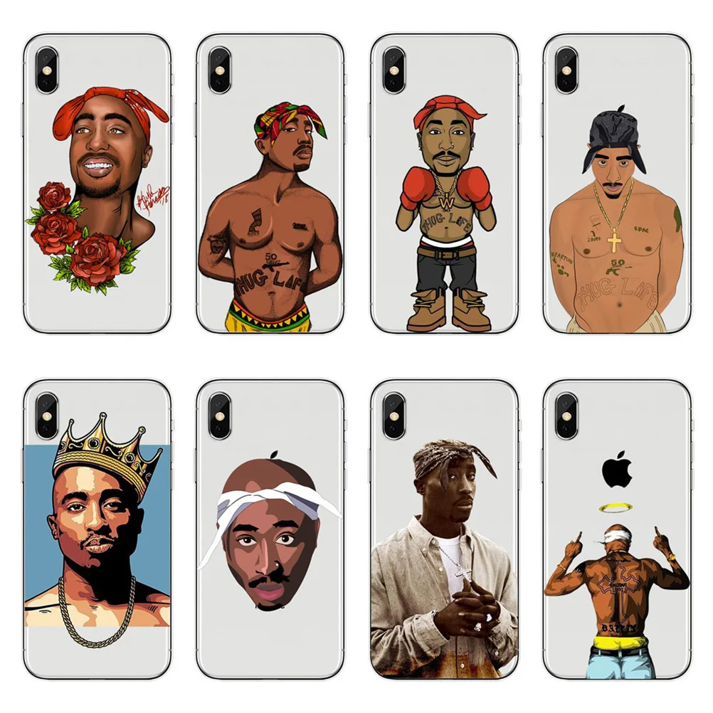 2Pac Makaveli Tupac Amaru Shakur Soft silicone Phone Cover Case For iPhone 5 5S SE 6 6S 6Plus Plus 7 7Plus 8 8Plus X XS MAX |