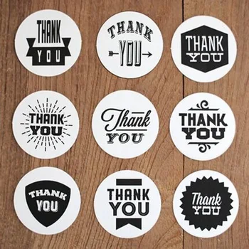 

90pcs 9 Design Round Vintage White Paper Thank You Circle Sticker for DIY Handmade Product Self-adhesive Paper Label Dia 4cm