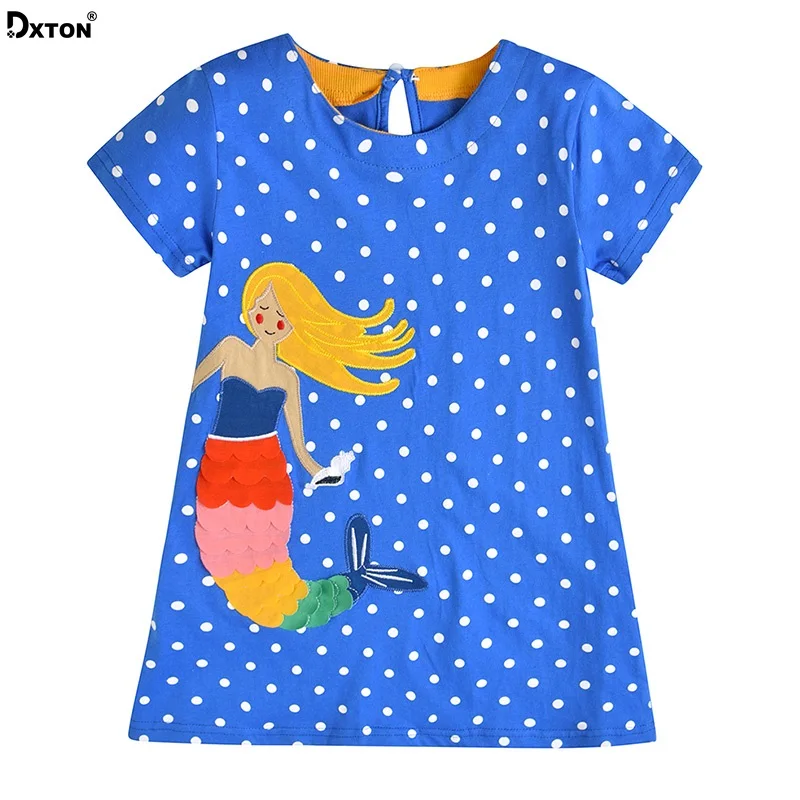 Dxton/Детский костюм летнее платье для девочек вышитая юбка Детское платье для девочек, хлопок, Fille Robe Повседневное платье для девочек от 3 до 8 лет