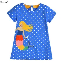 Dxton/Детский костюм летнее платье для девочек вышитая юбка Детское платье для девочек, хлопок, Fille Robe Повседневное платье для девочек от 3 до 8 лет