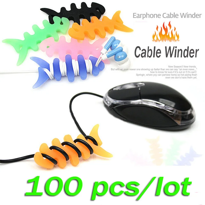 Wholesale 100pcs New Stylish High Quality Fish Silicone Auto Cable Cord