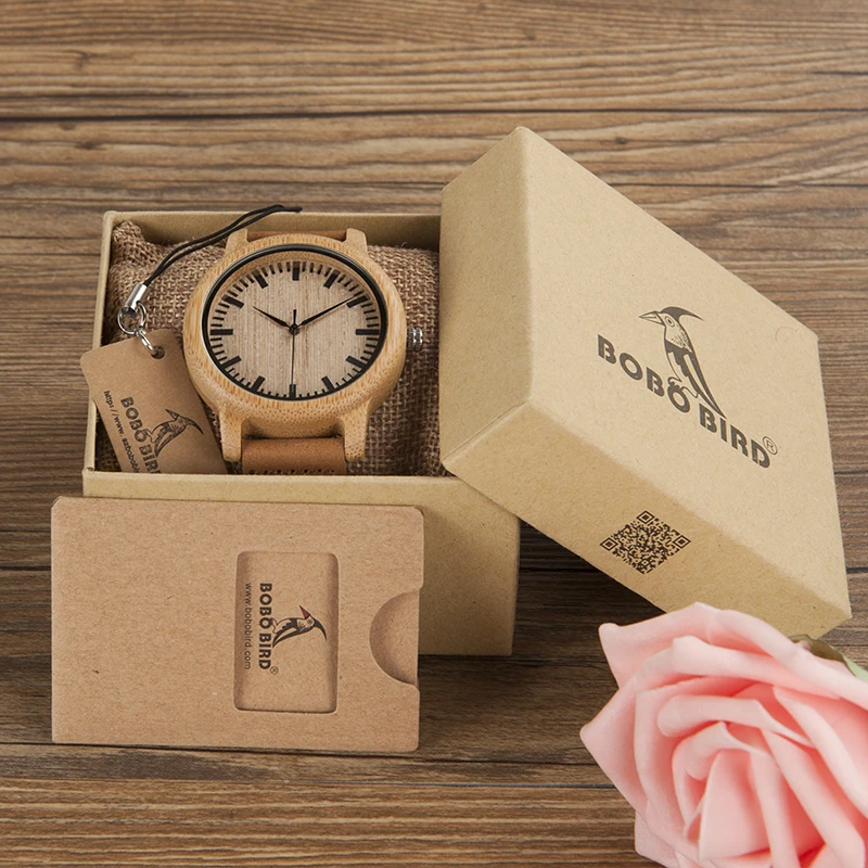 BOBO BIRD A16 Men Design's Analog Bamboo Wood Watches Men Top luxury brand With Real Leather Strap For Gift