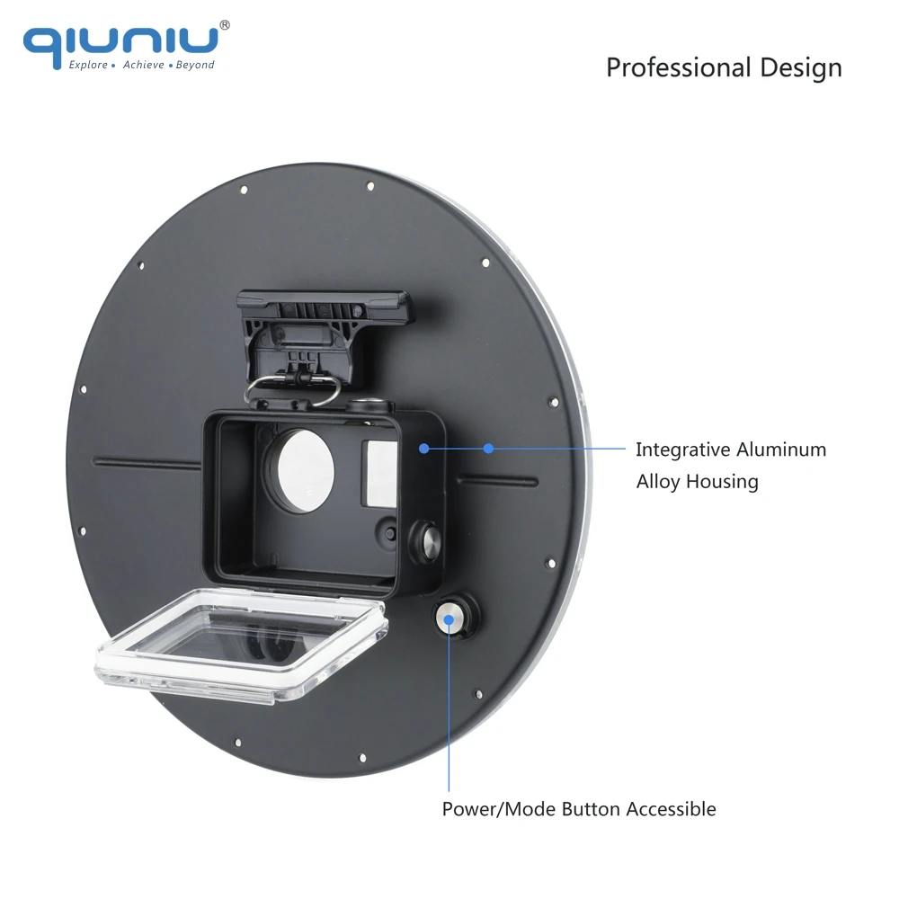 QIUNIU " Алюминиевый Сплав Купол порт 45 м подводный водонепроницаемый погружение Корпус чехол крышка объектива для GoPro Hero 4 3+ 3 Go Pro аксессуар