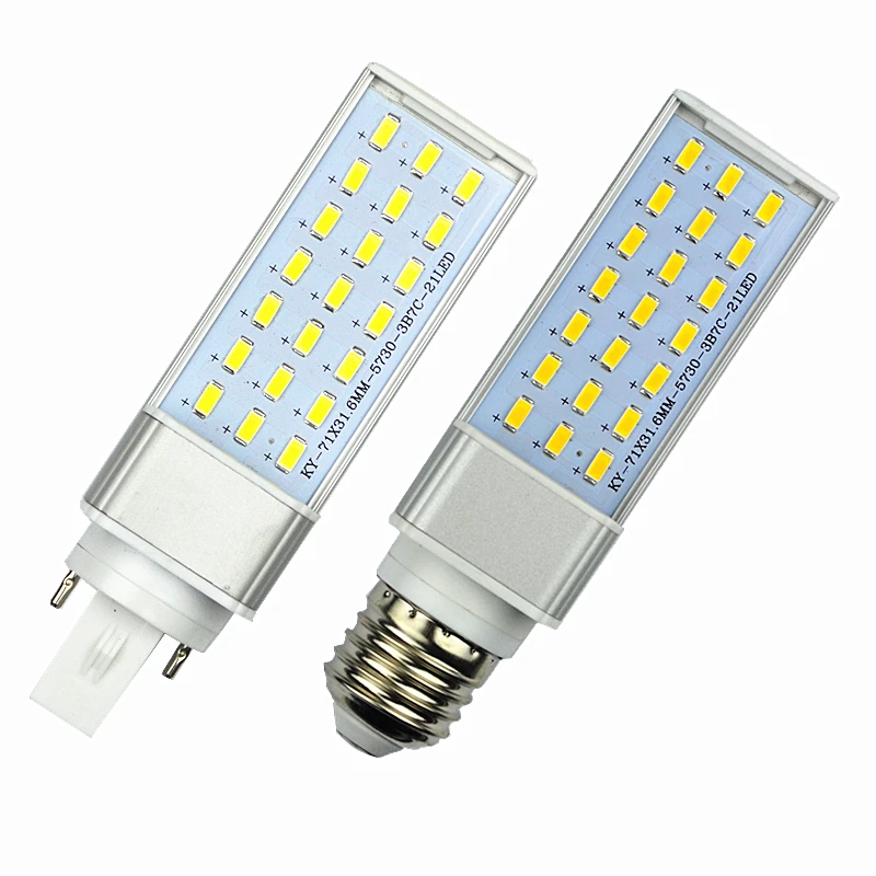 10 W 12 W 15 W 18 W 20 W 25 W E27 G24 G23 светодиодный Кукуруза лампа свет SMD 5730/5630 Spotlight 180 градусов AC85-265V горизонтальный разъем свет