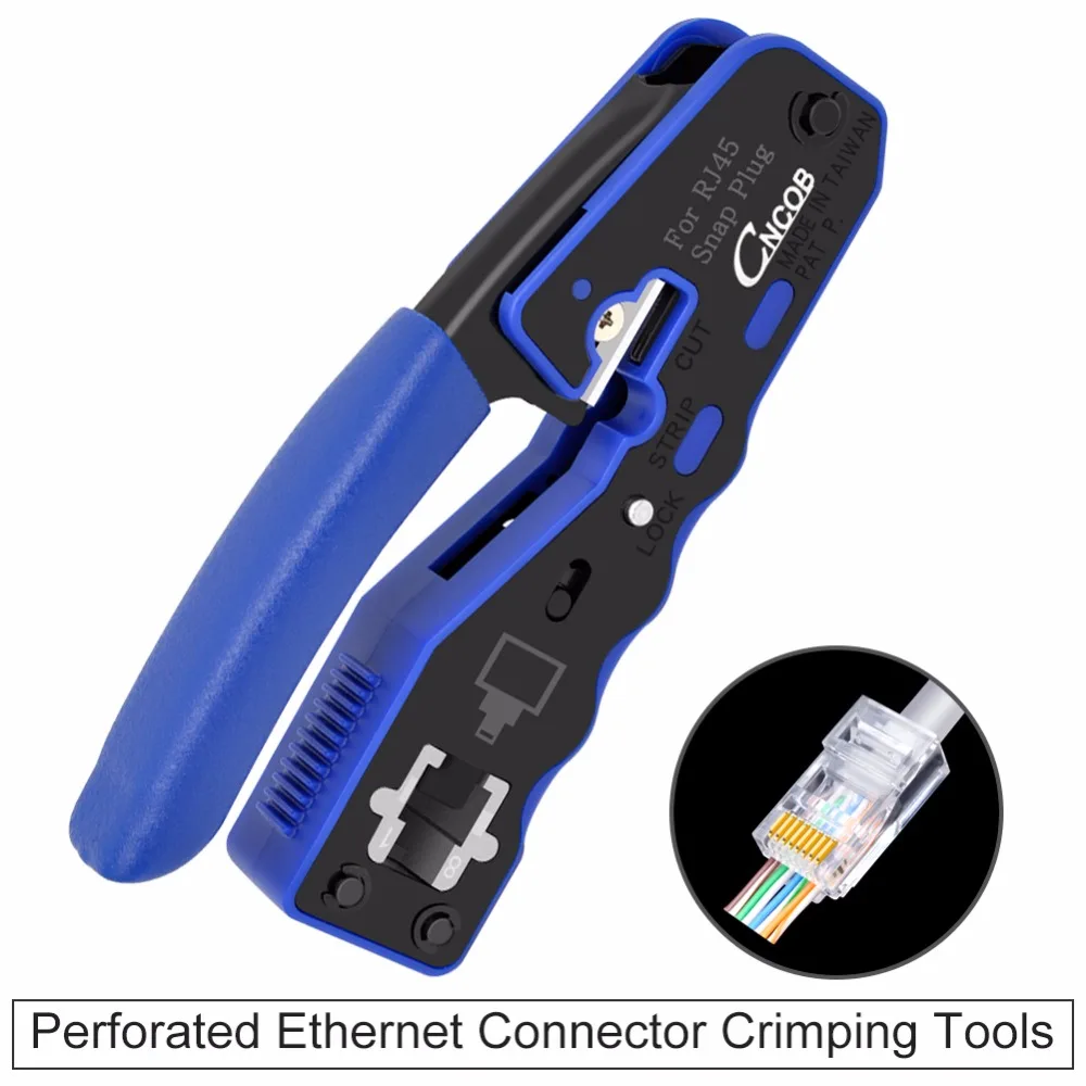 CNCOB 8P8C RJ45 Cable Crimper,Ethernet Perforated Connector Crimping Tools, Multi-Function Network Tools, Cable Clamps
