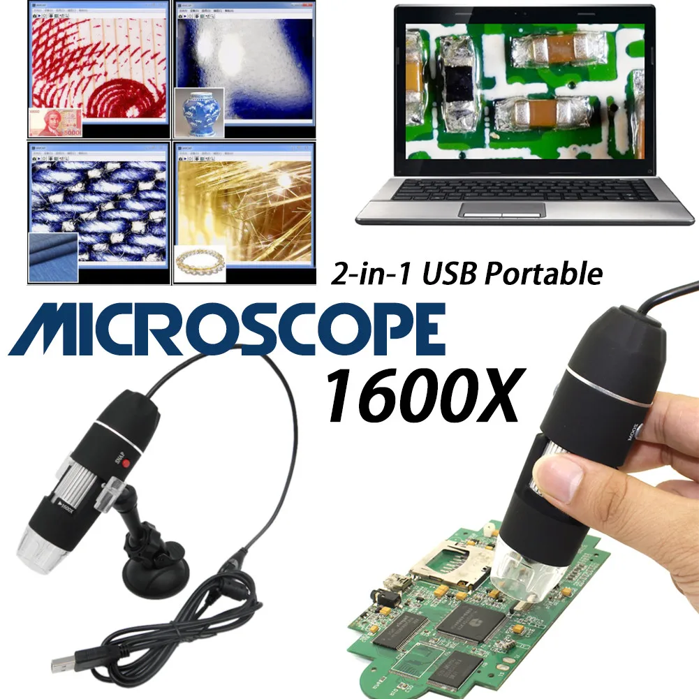 1-600x 2MP USB цифровой электронный микроскоп Портативный микроскоп с 8 светодиодный экран для ремонта материнской платы Быстрая