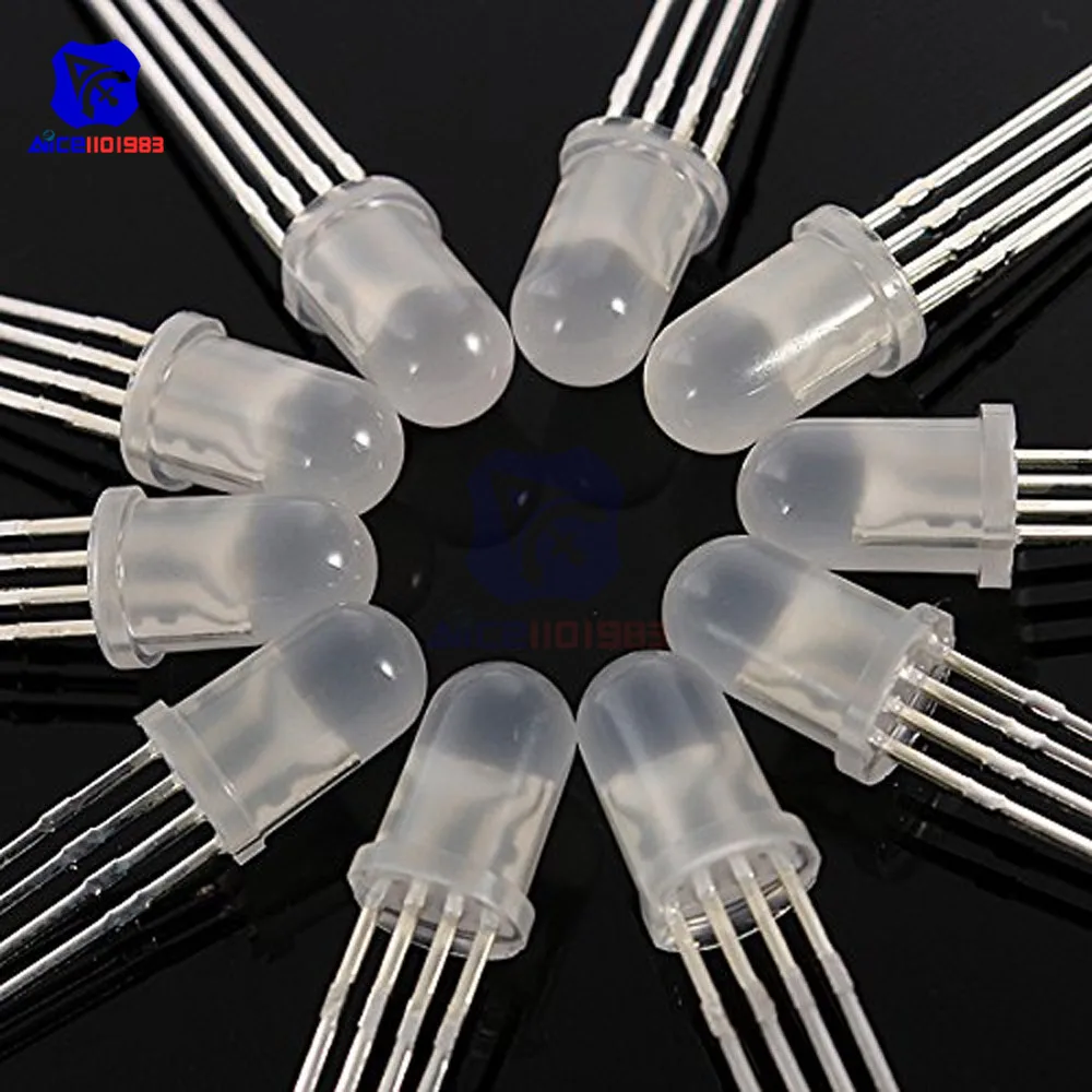 

10PCS/Lot 4 Pin RGB LED Diode Lights Red/Green/Blue Diffused Round Common Cathode Lighting Bulb Electronics Components