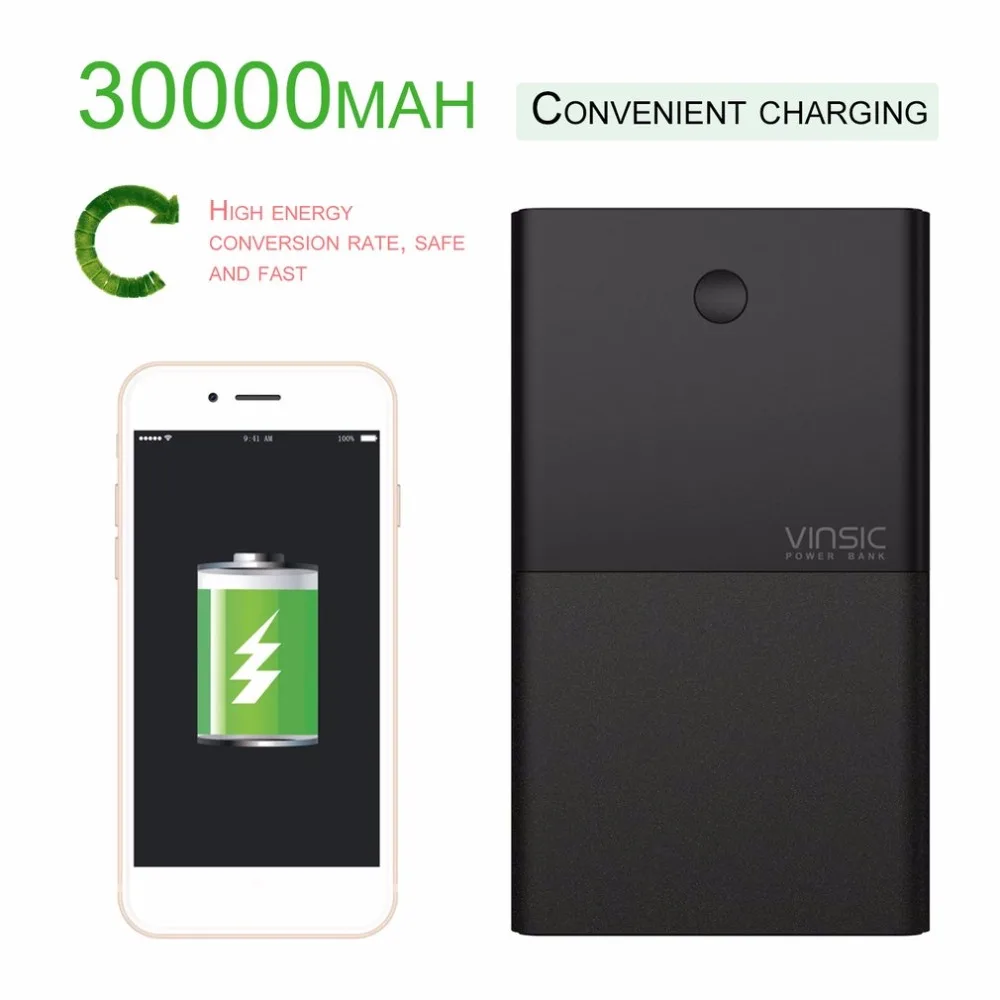 VINSIC 30000MAH Dual USB External Power Bank 30000MAH Large Capacity Notebook Powerbank External Battery Charger for Phone VINSIC 30000MAH Dual USB External Power Bank 30000MAH Large Capacity Notebook Powerbank External Battery Charger for Phone
