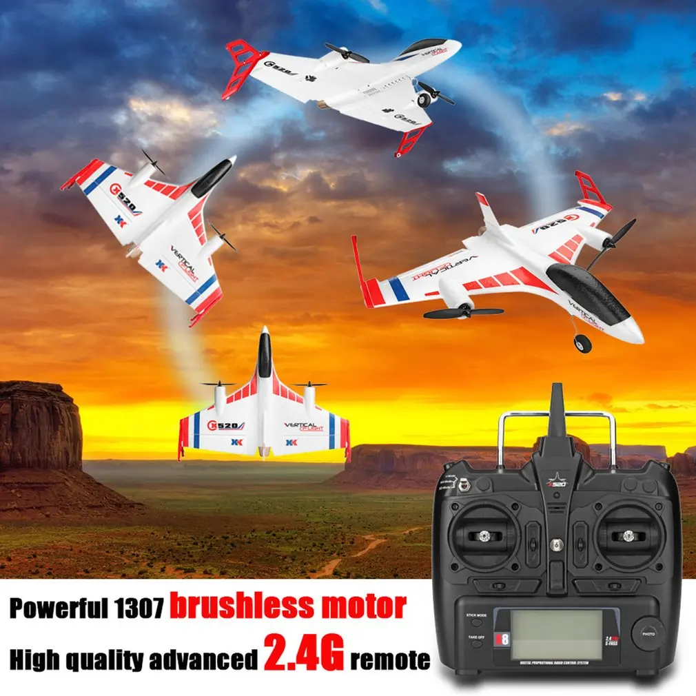 

XK X520 6CH 3D/6G Airplane VTOL Vertical Takeoff Land Delta Wing Brushless RC Drone Fixed Wing with Mode Switch 720 FPV Camera