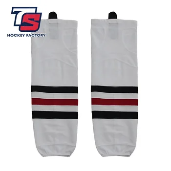 

EALER free shipping 100% Polyester Breathable Blackhawks Ice Hockey sport Socks Cheap Shin Guards W018 for fans