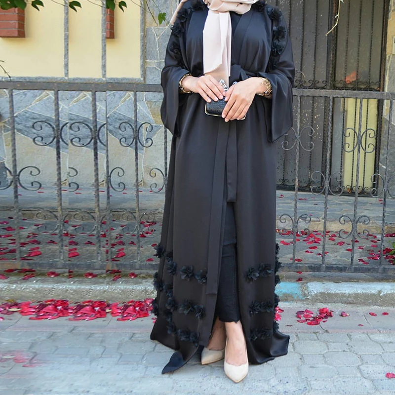 

Fashion Women Party Dress Robe Abaya Dubai Muslim Open Front Islam Style S-2xl
