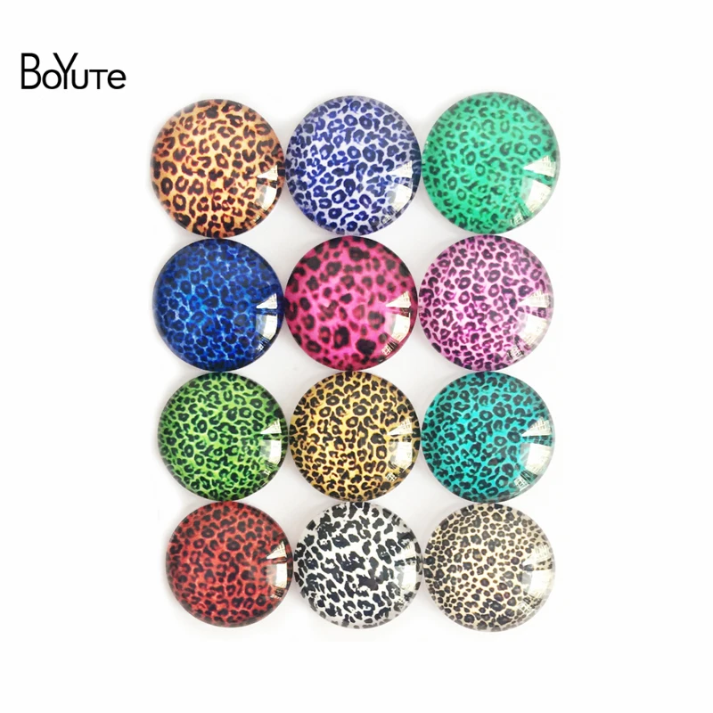 

BoYuTe 10 Sizes Mix Image Leopard Round Glass Cabochon Jewelry Accessories