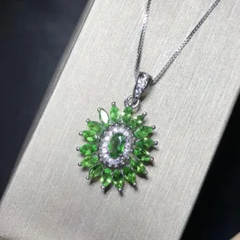 

Fidelity natural tsavorite pendants s925 sterling silver fresh fashion fine jewelry for women party natural green gemstone