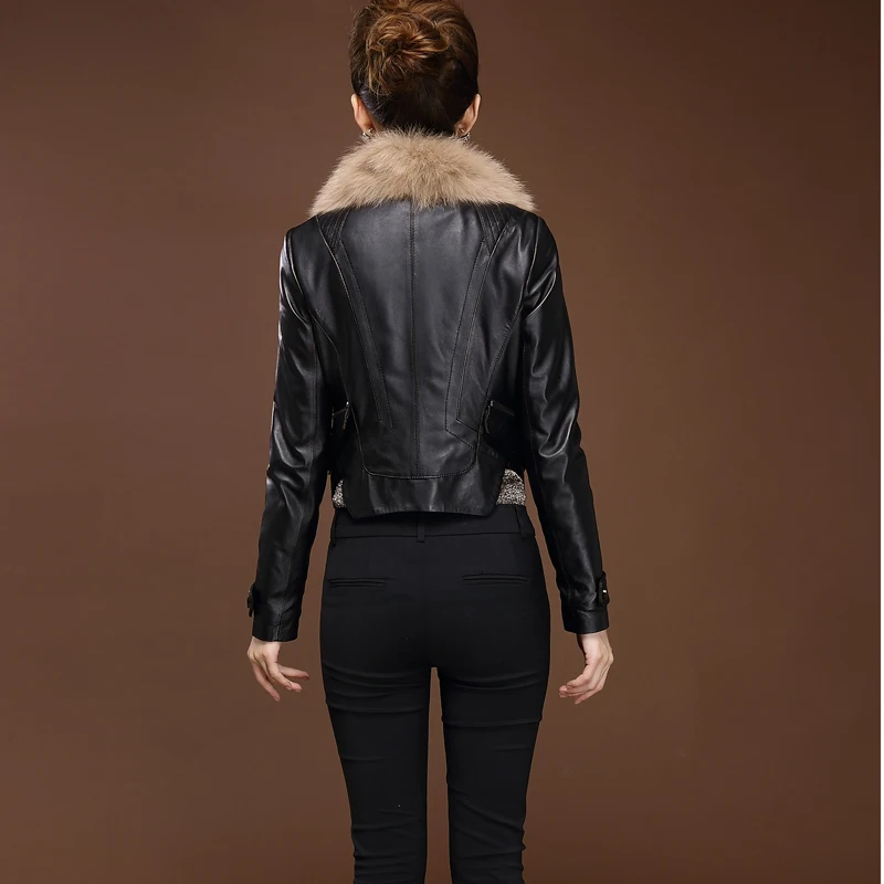 Real Genuine Leather Jacket Autumn Winter Coat Women Clothes Fox Fur Collar Sheepskin Down Coat Korean Streetwear Tops