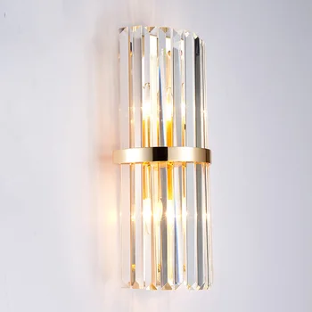 

Home large vertical led Crystal Wall Lamp sconce for Villa hotel Foyer long Crystal Bar wall lights E14 mirror Led wall Arandela