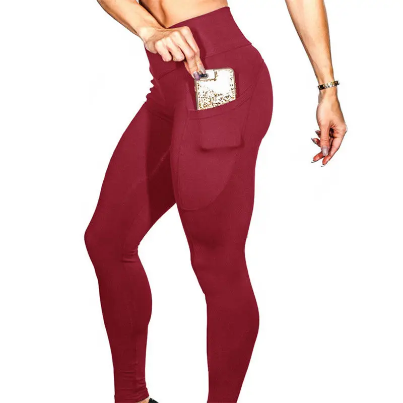 MeiHuiDa стиль Модные женские повседневные леггинсы с высокой талией для фитнеса однотонные леггинсы с карманами длиной до лодыжки