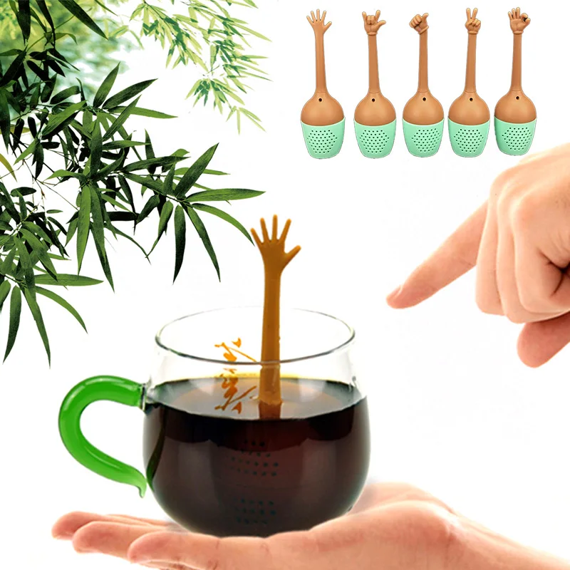 

5 Kinds Hand Gestures Tea Filter Silicone Tea Infuser Coffee Loose Leaf Strainer Bag Mug Filter Teapot Teabags Drinkware