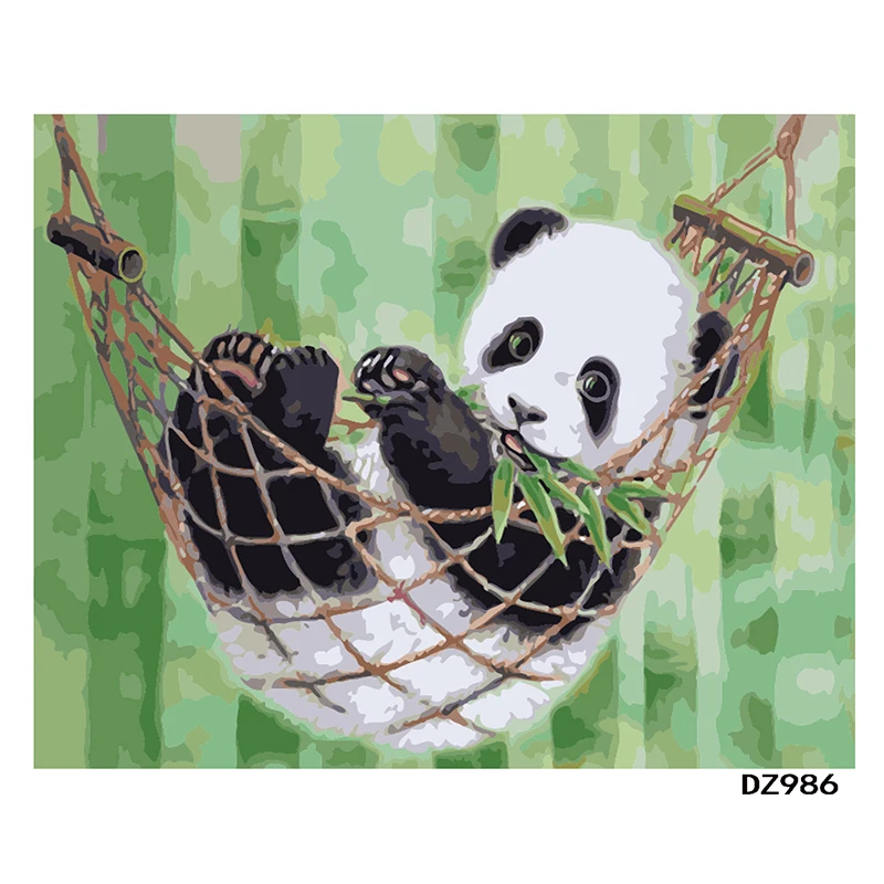 Animal dos Desenhos Digital por Números Original do Presente China Panda Animados Diy Pintura Arte da Parede da Lona Moderna Pintura Home Decor 40×50 cm
