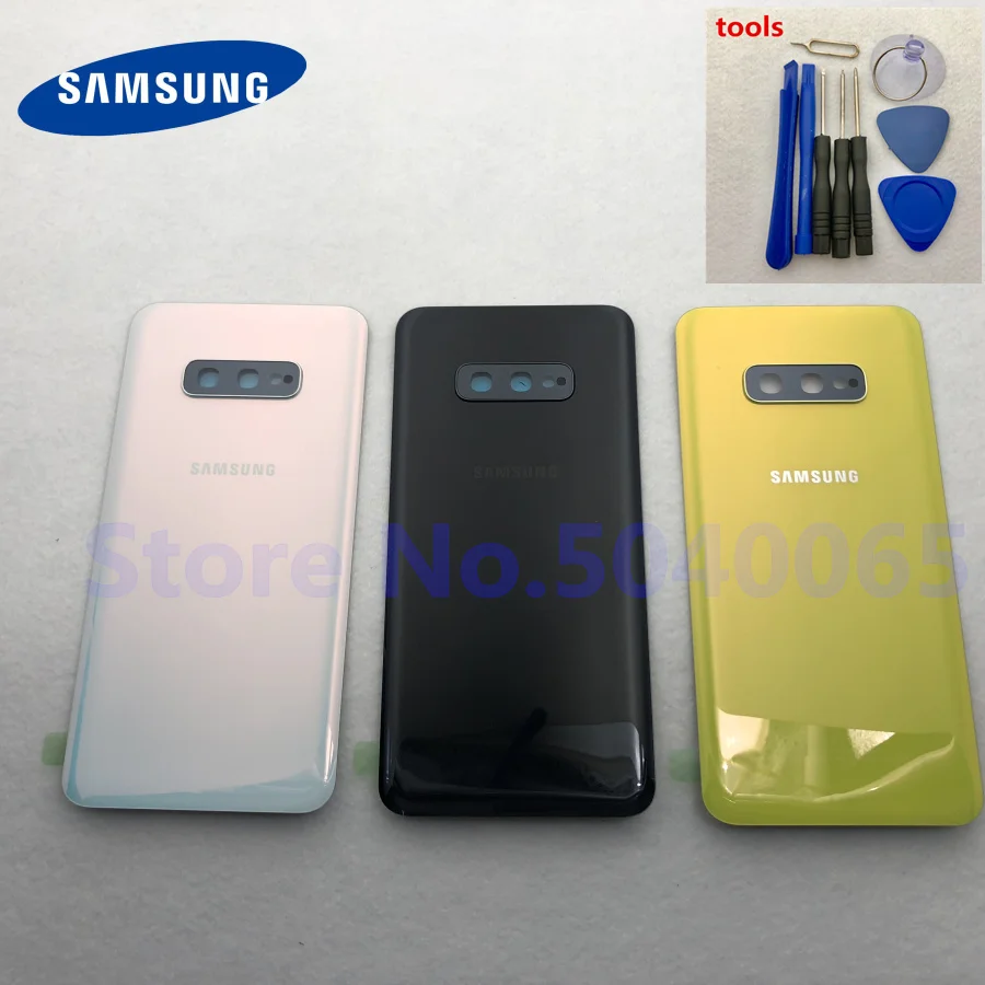 

For SAMSUNG Galaxy S10e G970 G970F Back Battery Cover Door Rear Glass Housing Case Battery Cover with Camera lens + tooli