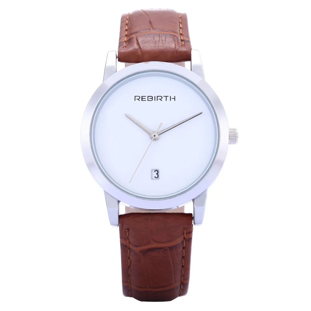 

New brand Rebirth Women Fashion Casual calendar bracelet watches quartz Water Resistant business Genuine leather strap Femme
