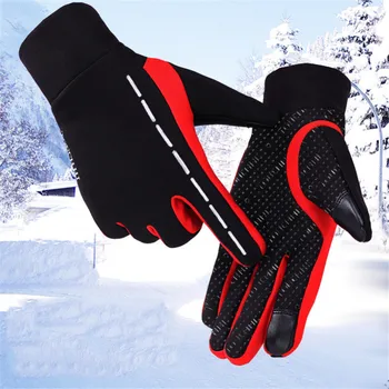 

Touch Screen Windproof Fleece Keep Warm Bike Bicycle Gloves Ultra-thick Silica Gel Anti-slip Anti-shock Cycling Riding Gloves