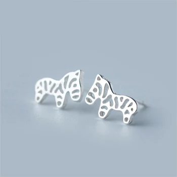 

MloveAcc 925 Sterling Silver Hollow Zebra Stud Earrings for Women Personality Prevent Allergy Lady Fashion Jewellery