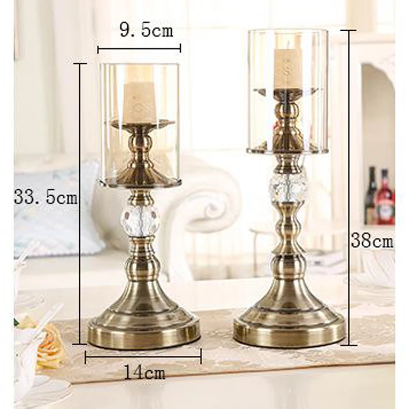 2PcsSet Pillar Crystal Candle Holder Table Romantic Lamps Vintage Candlestick Floor Lamp Crackle Glass Ball