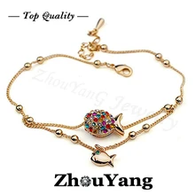 ZYH051 разноцветный Сексуальный рыбий браслет из розового золота с настоящими Австрийскими кристаллами