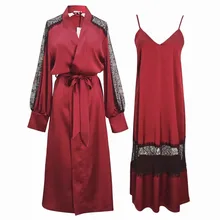 Шелковое женское платье с накладками на груди, сексуальное кружевное Ночное платье, ночная рубашка, женский ночной халат, набор, ночная сорочка, домашнее платье, платье для сна