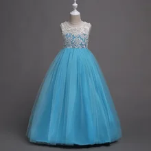 Одежда для девочек от 5 до 14 лет, для особых случаев, красное, белое, с заплатка с принцессой, кружевное, детское, красивое, пышное, свадебное или вечерние платье