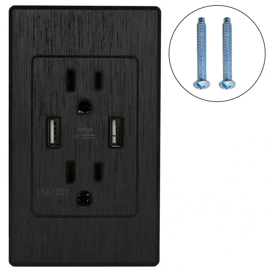 

smart socket PC Brushed Panel US Wall Socket USB Wall Outlet Receptacle 125V 15A (DC5V4200mA) multi plug
