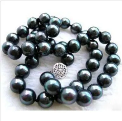

Black Shell Pearl Silver Flower Clasp Necklace & Gift