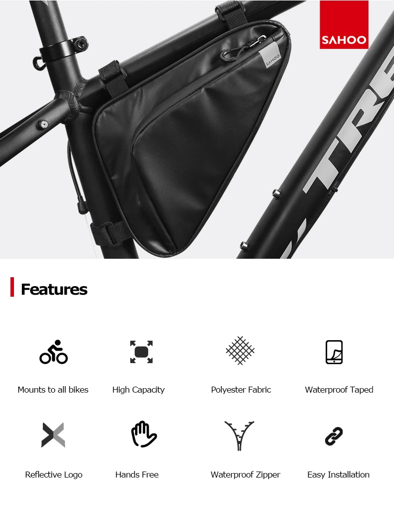 Sahoo Travel 122065 Mountain Water Resistant Bike Cycling Bicycle Front Frame Tope Tube Triangle Bag Storage Pack Pannier Pouch