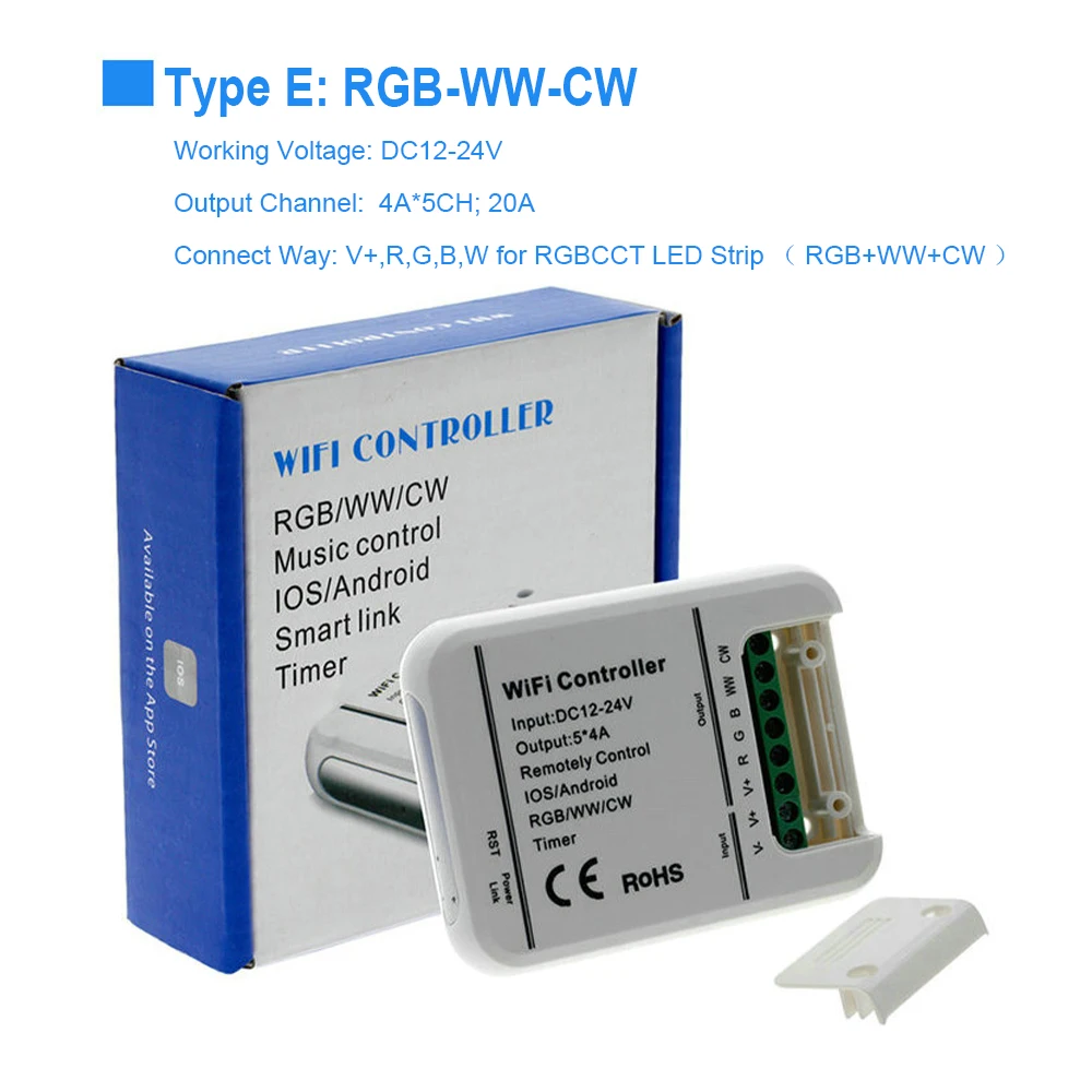 RGB RGBW WW CW Wifi светодиодный контроллер DC12V 24V 16 миллионов цветов музыка и таймер